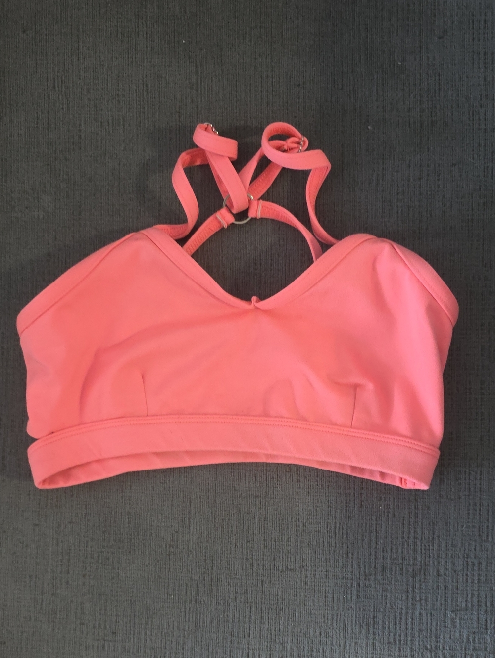 Bombshell Sportswear sports bra in coral.